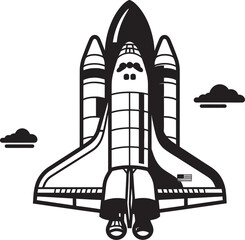 Nebula Navigator Vector Rocket Design in Black Celestial Conqueror Black Icon of Rocket in Space