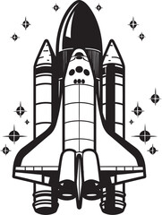 Lunar Launcher Vector Rocket Design in Noir Interstellar Explorer Black Icon of Rocket Craft