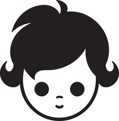 Tiny Tot Black Icon of Toddler Face Angelic Aura Vector Toddler Face in Black