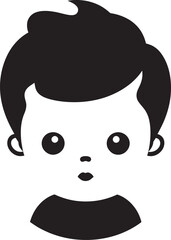 Darling Cherub Black Icon of Childs Face Little Love Vector Design of Toddler Face in Black