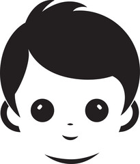 Adorable Angel Vector Design of Toddler Face in Black Mini Marvel Black Icon of Toddler Face