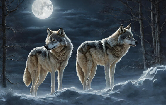 Captivating Gray Wolfs in Nature