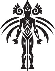 Shadowed Spirits Vector Tattoo Design in Noir Dark Dreamscape Black Icon of Tribal Ink