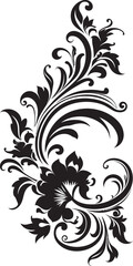 Noir Nostalgia Black Vintage Floral Icon Elegant Echoes Vector Vintage Florals with Black Accents