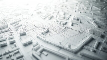 Generative AI : Projecting with pencil on the big urban drawings. Town planning