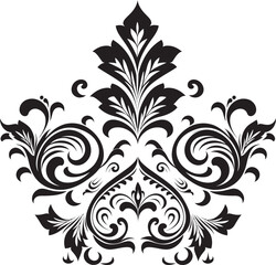 Retro Petals Vintage Floral Icon with Black Accents Classic Elegance Black Vintage Floral Element