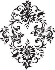 Elegant Elderflower Vector Vintage Floral Design in Black Antique Amaryllis Black Vintage Floral Element