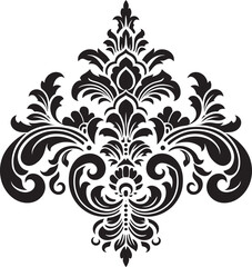Retro Renaissance Vector Vintage Florals in Black Classic Charm Black Icon of Vintage Floral Decorative Element