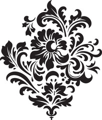 Victorian Valor Vector Floral Design with Black Embellishments Antique Allegory Black Vintage Floral Icon