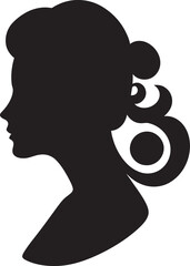 Vintage Vogue Black Woman Face Icon Ebony Empress Vector Design of Woman Face in Black