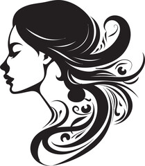Noir Nouveau Black Icon of Womans Face Elegant Echoes Vector Woman Face in Black