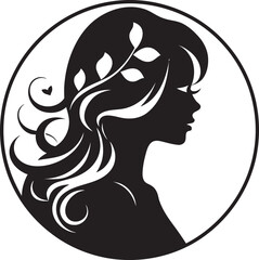 Ethereal Empress Vector Design of Woman Face in Black Radiant Reverie Black Icon of Womans Face