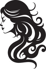 Shadowed Siren Black Woman Face Icon Noir Nymph Vector Design of Woman Face in Black
