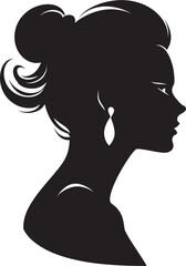 Ethereal Enchantment Black Icon of Womans Face Shadowed Serenity Vector Woman Face in Black