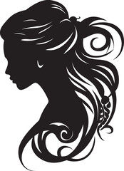 Shadowed Serenity Vector Woman Face in Black Midnight Majesty Black Woman Face Icon