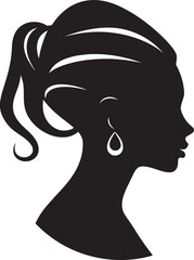 Radiant Reverie Black Icon of Womans Face Vintage Vogue Vector Woman Face in Black