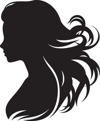 Elegant Echoes Vector Woman Face in Black Obsidian Orchid Black Icon of Womans Face
