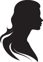 Radiant Noir Black Woman Face Icon Vintage Verve Vector Design of Woman Face in Black