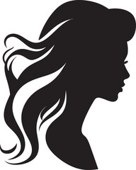 Noir Nostalgia Vector Design of Woman Face in Black Mystical Maiden Black Icon of Womans Face