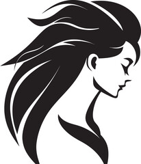 Vintage Verve Black Icon of Womans Face Shadowed Siren Vector Woman Face in Black