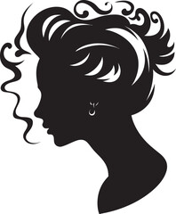 Midnight Muse Vector Design of Woman Face in Black Silhouette Serenity Black Icon of Womans Face