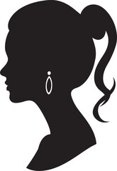 Elegant Enigma Black Woman Face Icon Midnight Muse Vector Design of Woman Face in Black