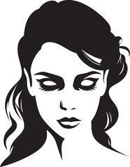 Elegant Enigma Black Woman Face Icon Midnight Muse Vector Design of Woman Face in Black