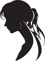 Vintage Verve Black Icon of Womans Face Shadowed Siren Vector Woman Face in Black