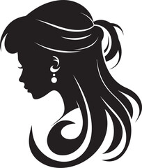 Midnight Mystique Black Woman Face Icon Radiant Noir Vector Design of Woman Face in Black
