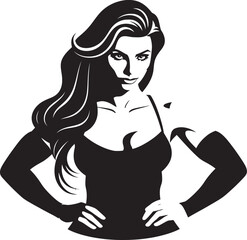 Sculpted Strength Black Icon of Woman Fitness Logo Vigorous Vibe Vector Woman Fitness Logo in Black