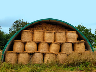 straw storage in the warehouse.