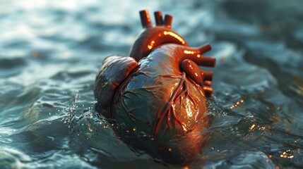 human heart, with water generative ai