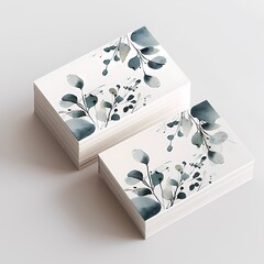 Elegant Botanical Business Cards Design with Eucalyptus Motif