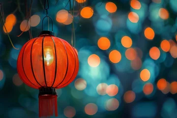 Tuinposter chinese lantern on the wall © haxer
