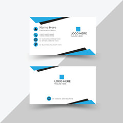 Business card double sided. Visiting card.  Visiting card for business and personal use. Business card template. Business card design in blue and black colors. Vector illustration design. 