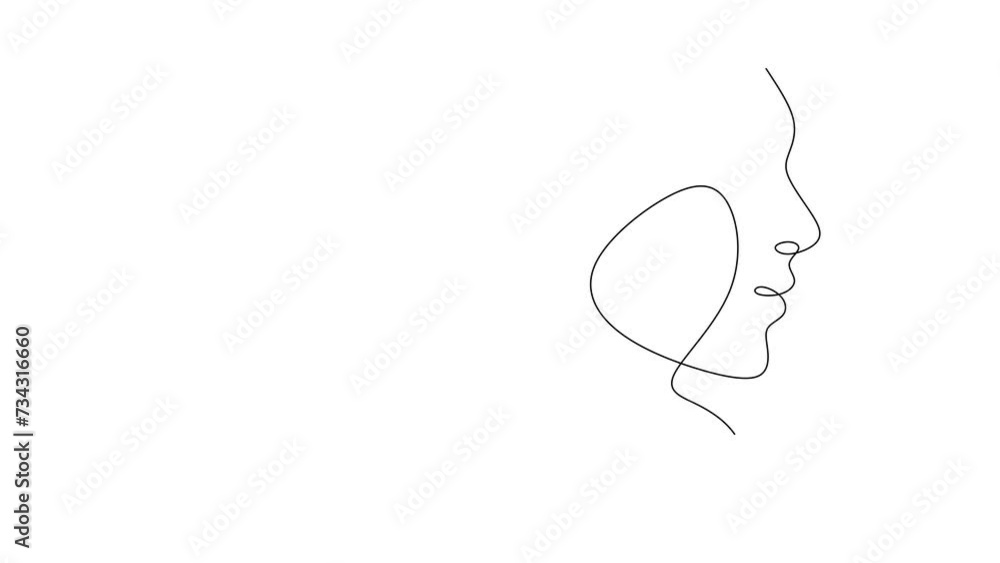 Wall mural continuous line сouple man and woman line art illustration. 4k stock video of a developing with alph