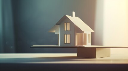 Generative AI : House Model Balance Equilibrium Concept. Real Estate Money