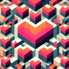 Valentine's Day Delight: Neon heart shaped abstract pattern generative AI