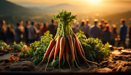 Fresh organic vegetables harvested outdoors, healthy eating, vegetarian food generated by AI - obrazy, fototapety, plakaty