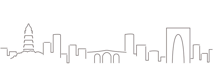 Suzhou Dark Line Simple Minimalist Skyline With White Background