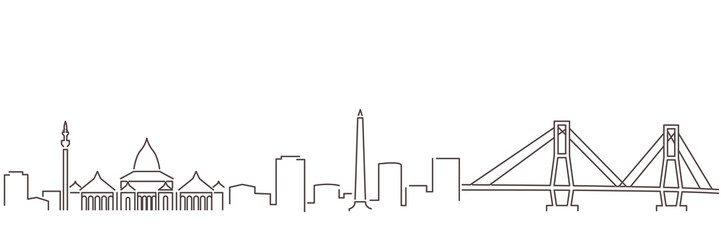 Surabaya Dark Line Simple Minimalist Skyline With White Background