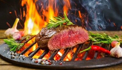 Beef Filet in Grill With Fire	
