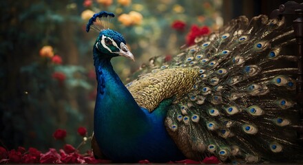 Fototapeta premium peacock with feathers