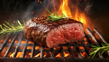 Beef Filet in Grill With Fire 
