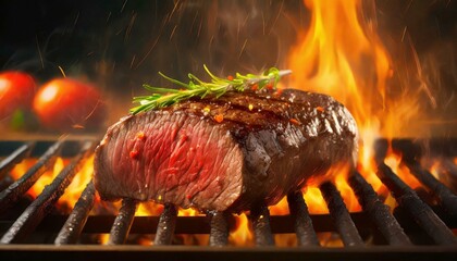Beef Filet in Grill With Fire	