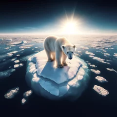 Foto op Canvas Polar bear on a tiny floating patch of ice © Fab