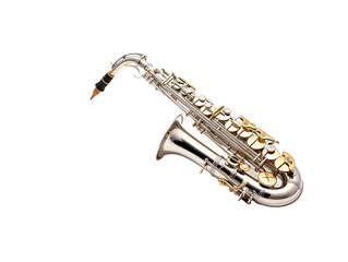a silver and gold saxophone