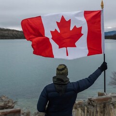canadian flag with a person
