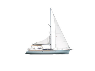 a white sailboat with a white sails