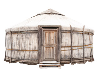 a yurt with a door and a wooden door